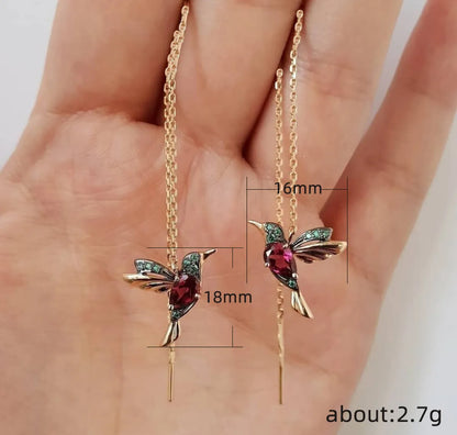 Fashion Bird Shaped Copper Inlaid Zircon Copper Earrings Wholesale