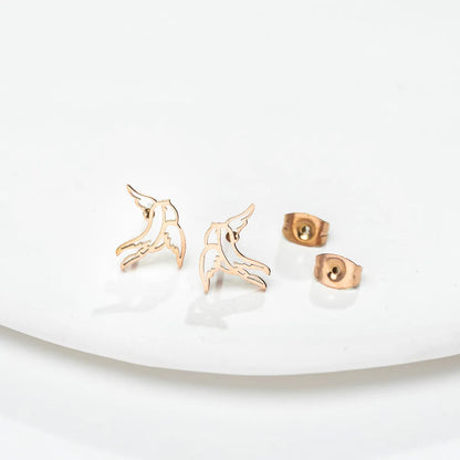 Fashion Bird Plating 304 Stainless Steel No Inlaid 18K Gold Plated Ear Studs