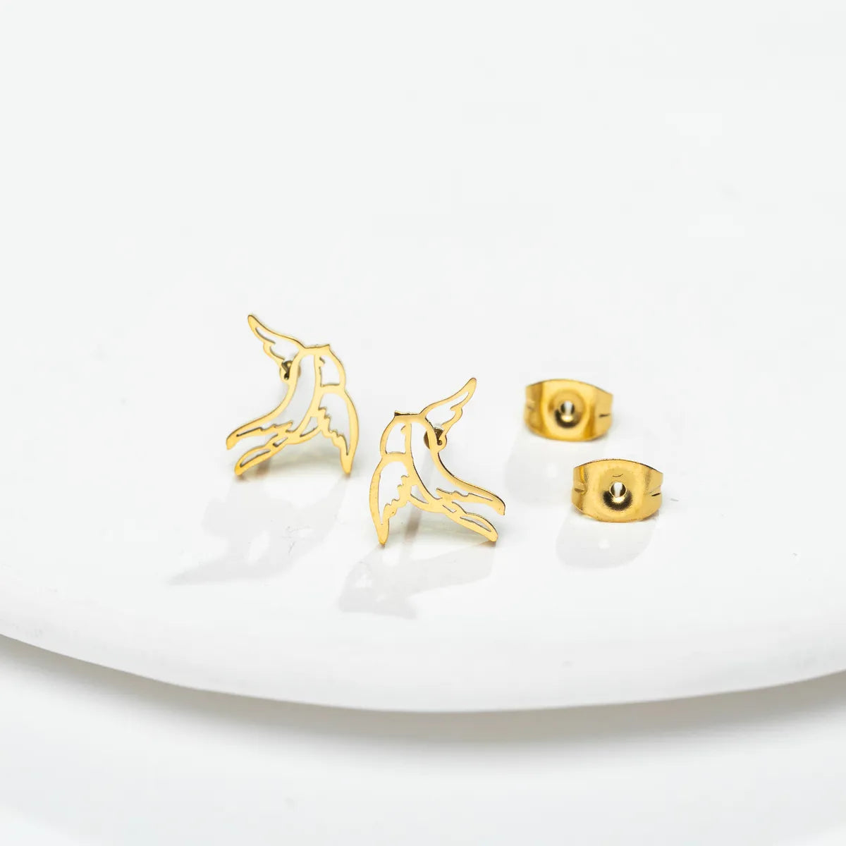 Fashion Bird Plating 304 Stainless Steel No Inlaid 18K Gold Plated Ear Studs