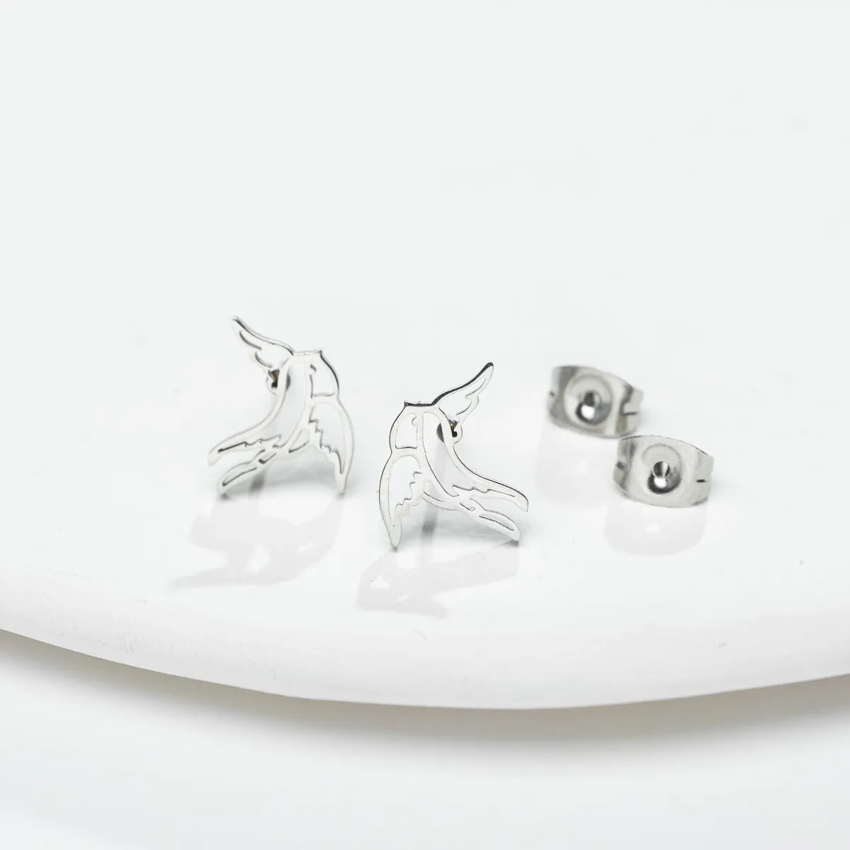 Fashion Bird Plating 304 Stainless Steel No Inlaid 18K Gold Plated Ear Studs