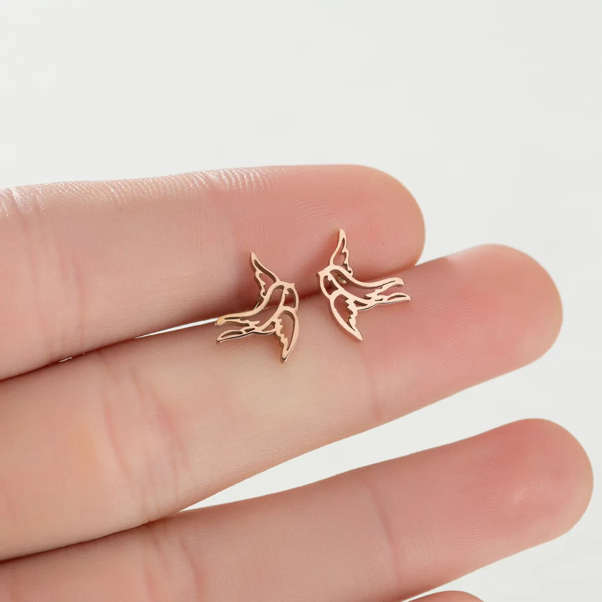 Fashion Bird Plating 304 Stainless Steel No Inlaid 18K Gold Plated Ear Studs