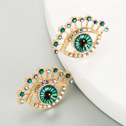 Fashion Blue Devil's Eye Alloy Diamond Retro Earrings