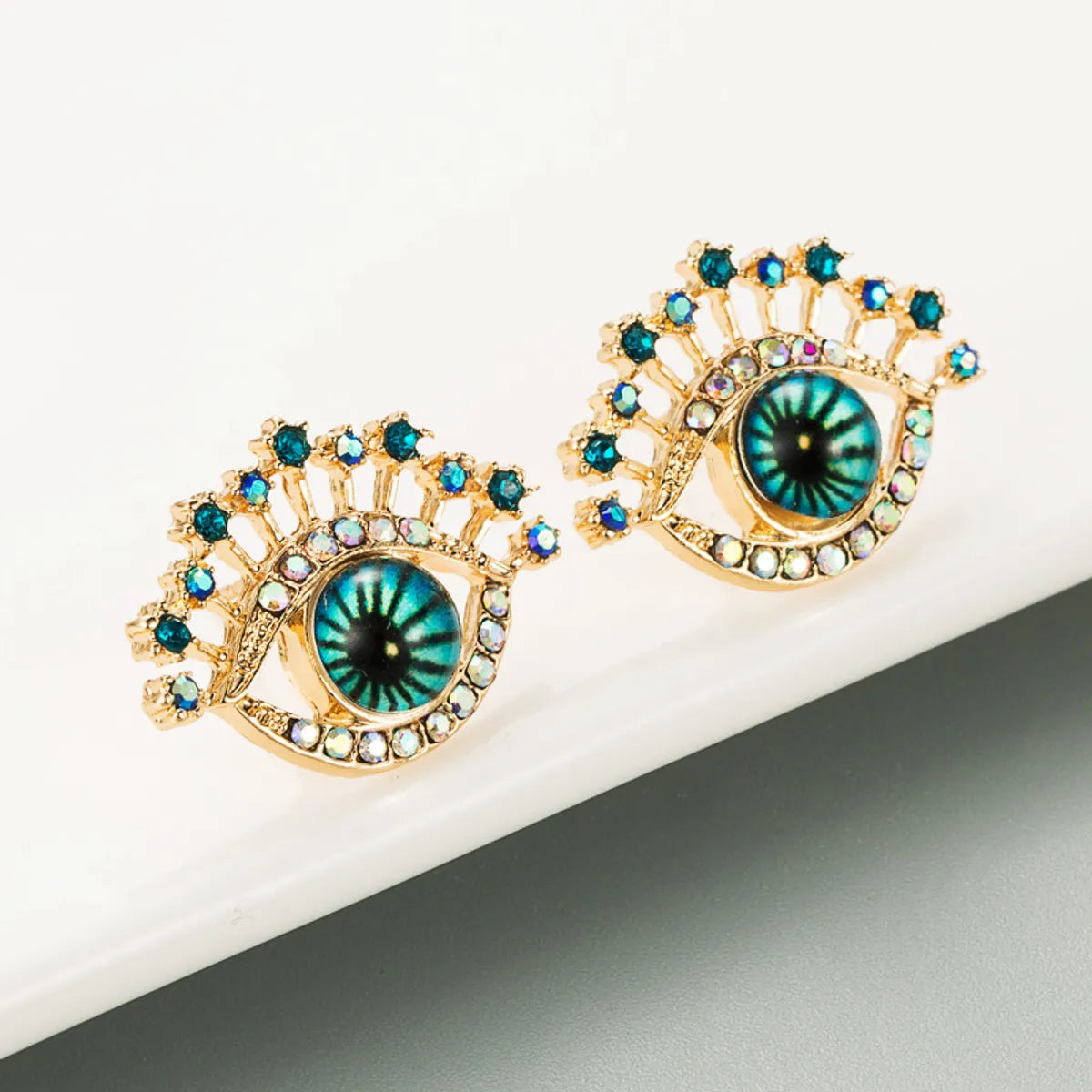 Fashion Blue Devil's Eye Alloy Diamond Retro Earrings