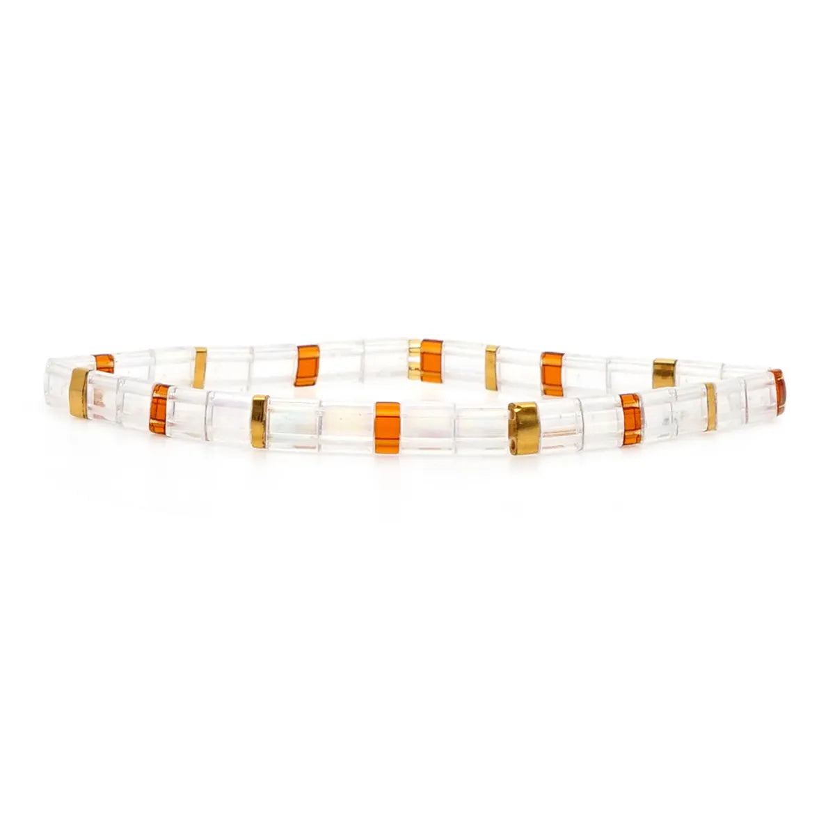 Fashion Bohemian Transparent White Glass Beads Hand-beaded Stacked Set Bracelet