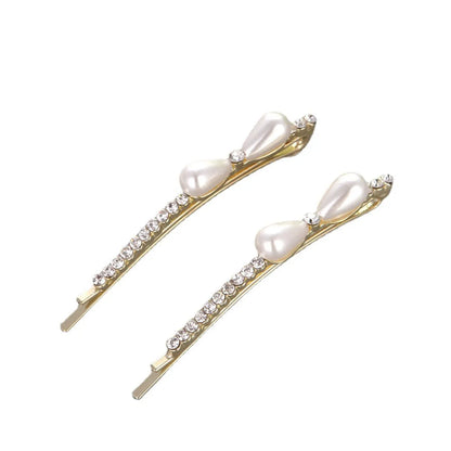 Fashion Bow Knot Alloy Artificial Rhinestones Artificial Pearls Hair Clip 1 Piece