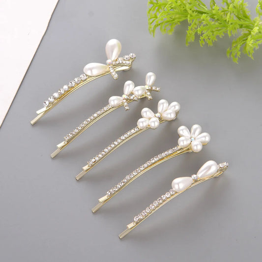 Fashion Bow Knot Alloy Artificial Rhinestones Artificial Pearls Hair Clip 1 Piece