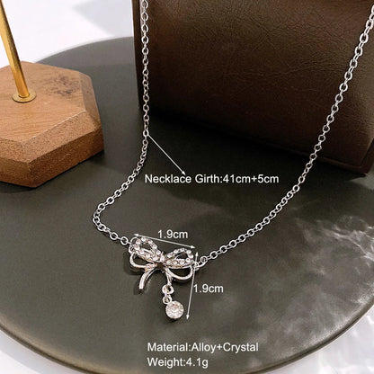 Fashion Bow Knot Alloy Plating Inlay Rhinestones Women'S Necklace