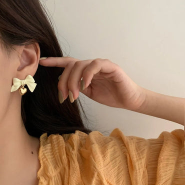 Fashion Bow Knot Alloy Stoving Varnish Drop Earrings