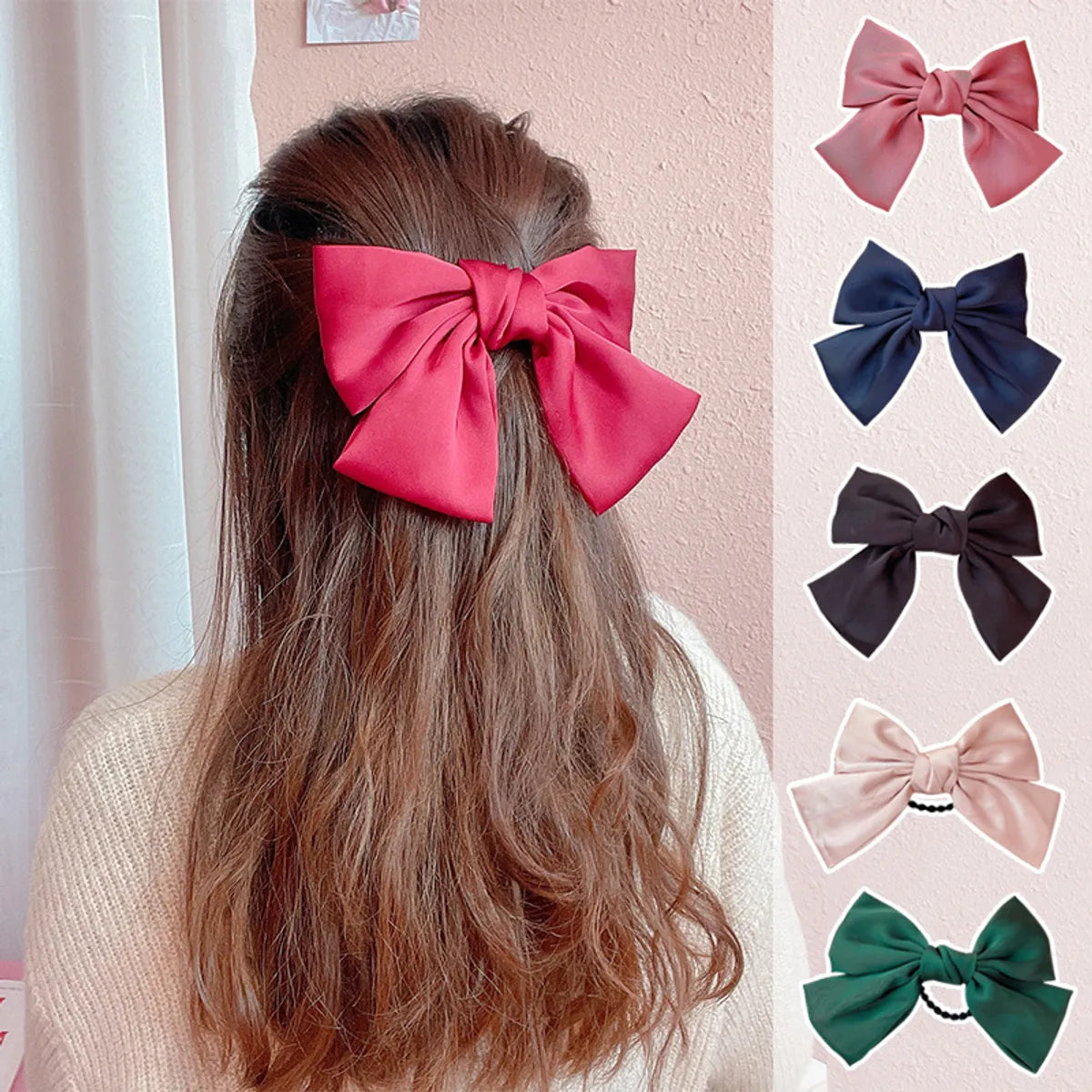 Fashion Bow Knot Cloth Pleated Hair Clip 1 Piece