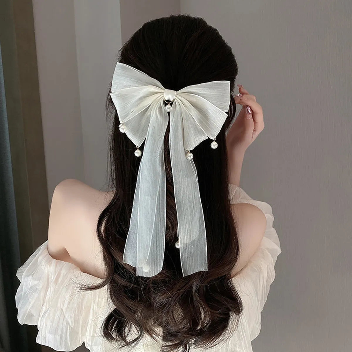 Fashion Bow Knot Cloth Ribbon Hair Clip 1 Piece