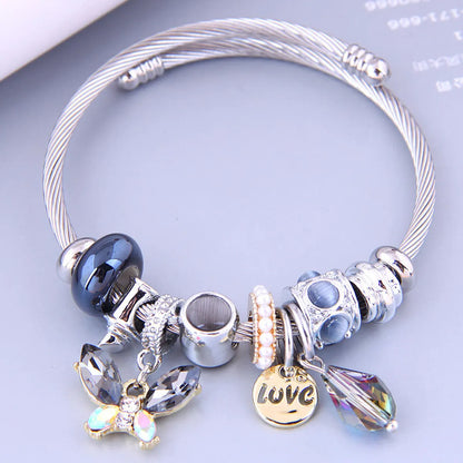 Fashion Bow Knot Metal Plating Artificial Gemstones Women's Bangle