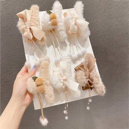 Fashion Bow Knot Plush Handmade Hair Claws 1 Piece