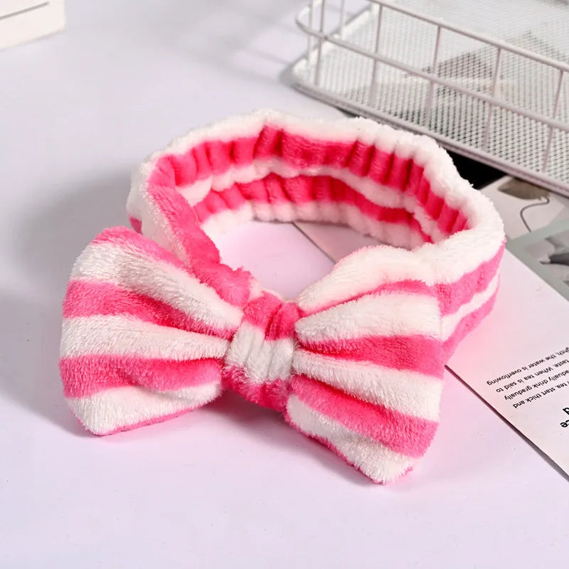 Fashion Bow Knot Plush Stripe Hair Band