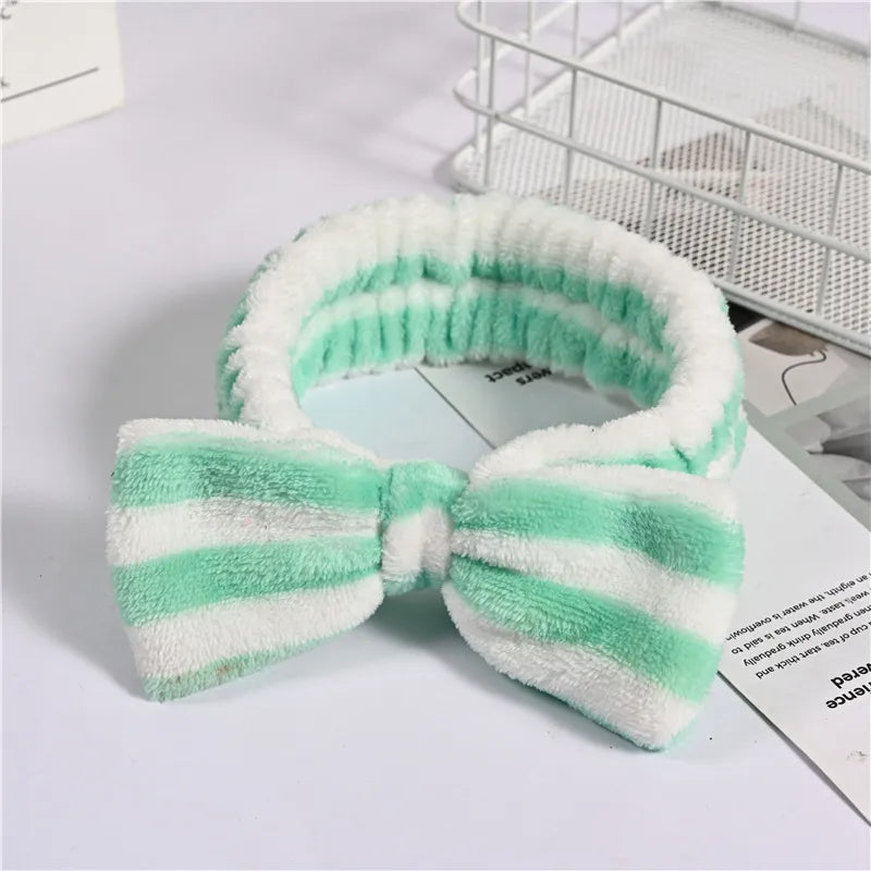 Fashion Bow Knot Plush Stripe Hair Band