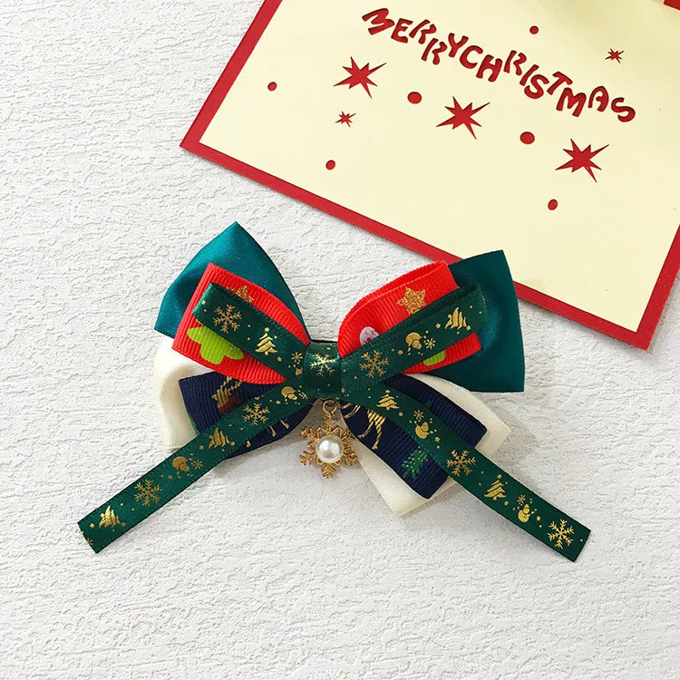 Fashion Bow Knot Snowflake Cloth Hair Clip