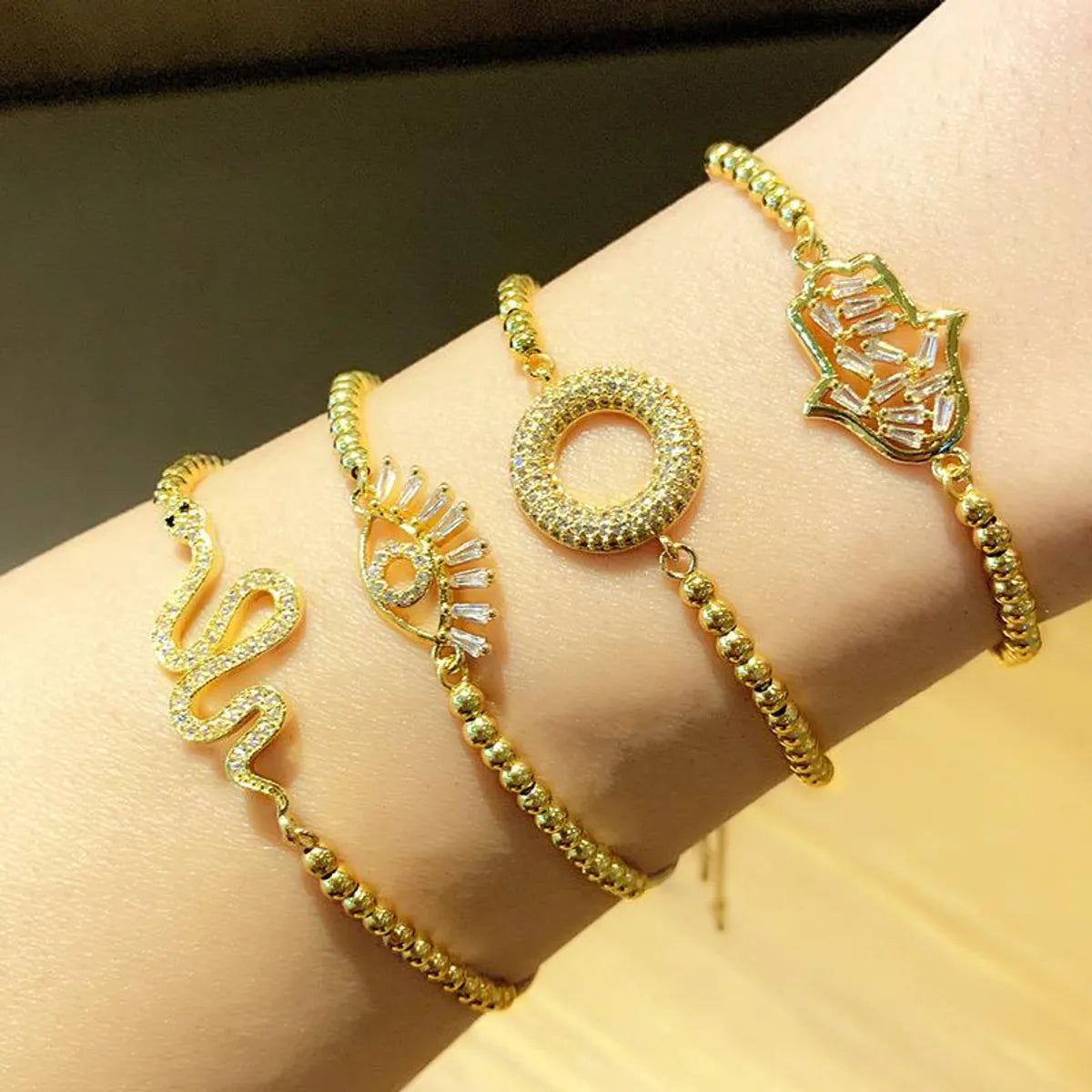 Fashion Bracelet Wholesale Micro Inlaid Color Zirconia Snake Bracelet Adjustable Bracelet