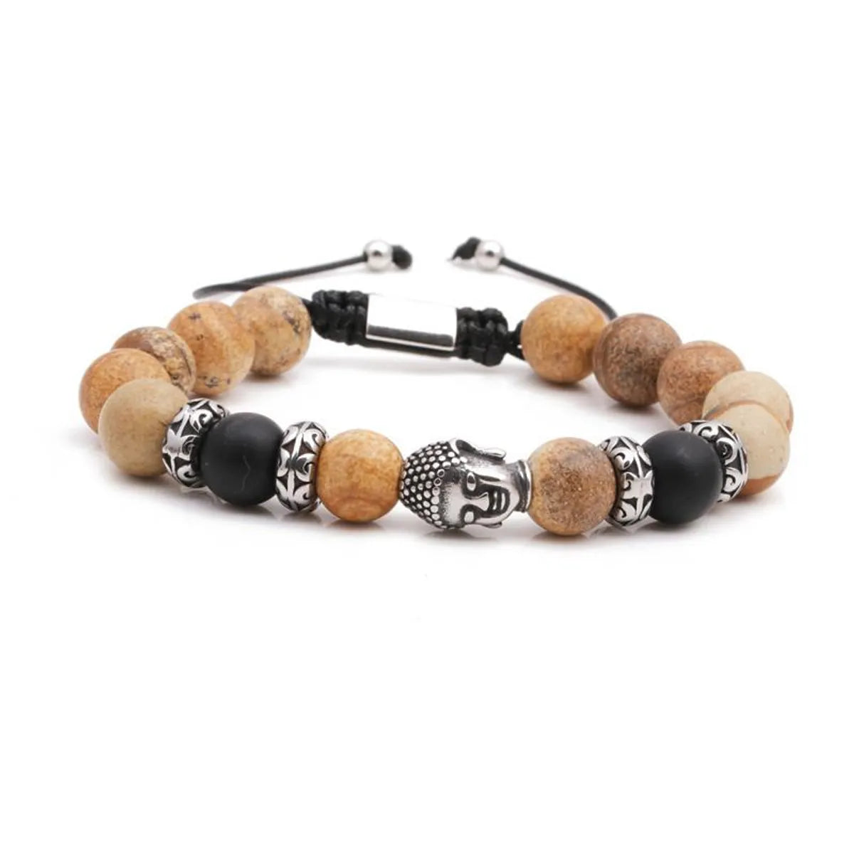 Fashion Bracelets Stainless Steel Woven Adjustable Buddha Head Bracelet