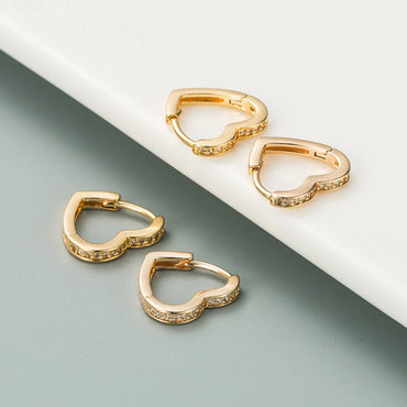 Fashion Brass Micro-inlaid Zircon Heart-shaped Earrings