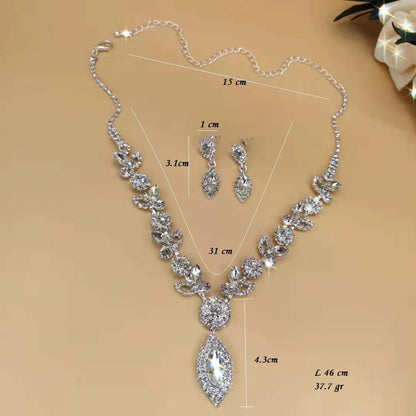 Fashion Bridal Set Crystal Flower Jewelry Set Banquet Wedding Necklace Accessories