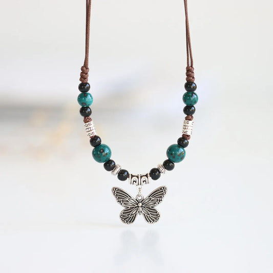 Fashion Butterfly Alloy Beaded Plating Women's Pendant Necklace 1 Piece