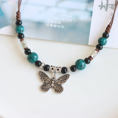 Fashion Butterfly Alloy Beaded Plating Women's Pendant Necklace 1 Piece