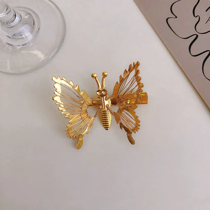 Women'S Fashion Butterfly Alloy Butterfly Hollow Out Artificial Pearls Hair Clip