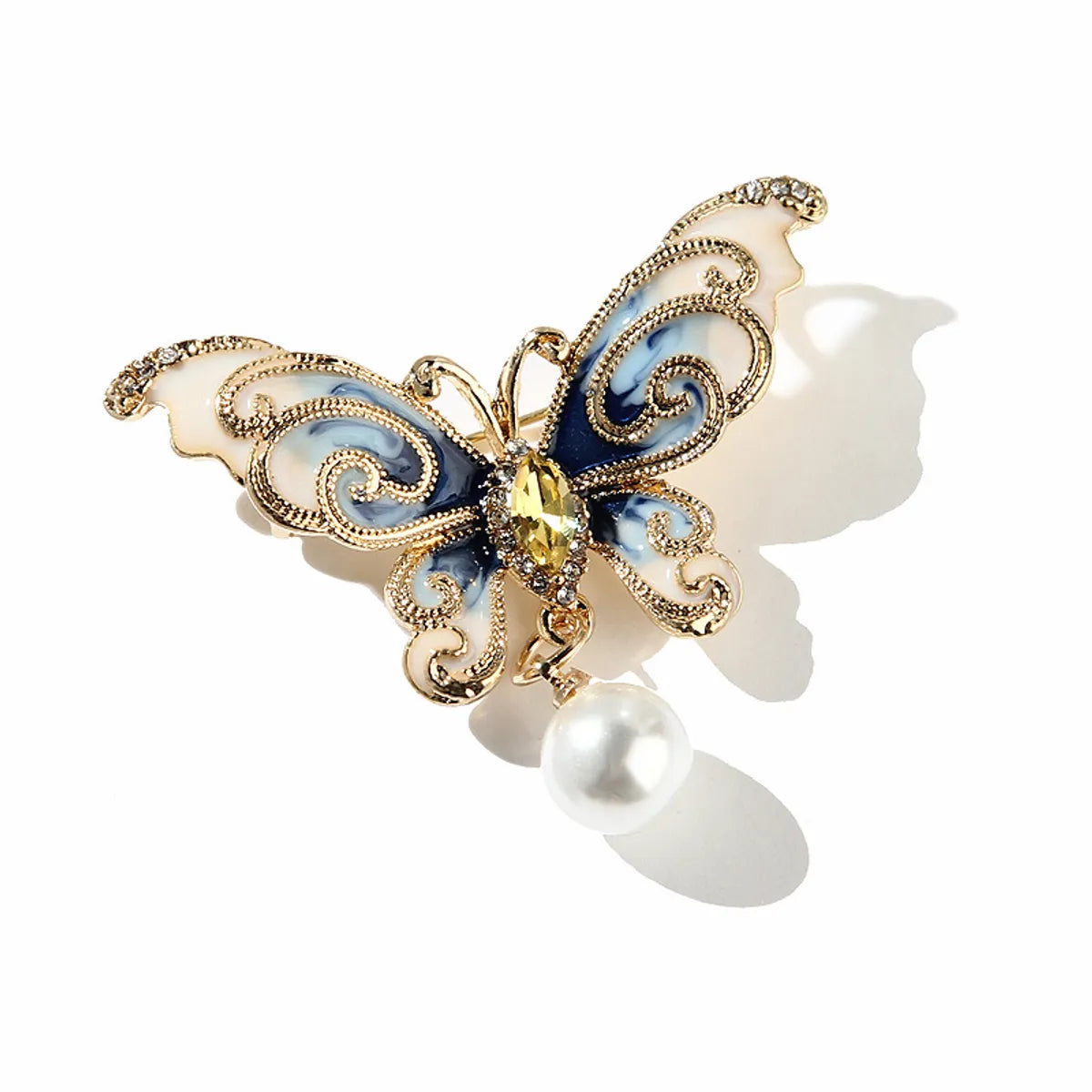 Fashion Butterfly Alloy Enamel Artificial Pearls Rhinestones Unisex Brooches