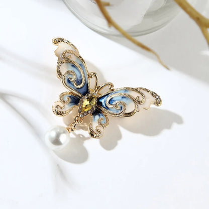 Fashion Butterfly Alloy Enamel Artificial Pearls Rhinestones Unisex Brooches