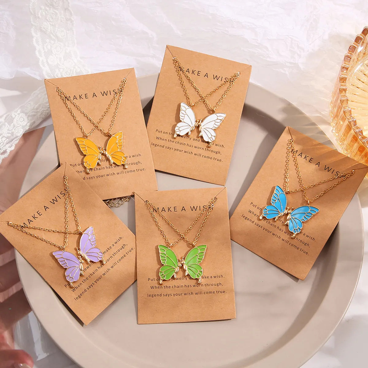 Fashion Butterfly Alloy Enamel Necklace