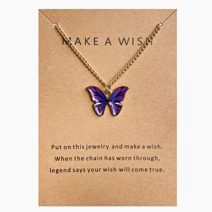 Fashion Butterfly Alloy Enamel Necklace