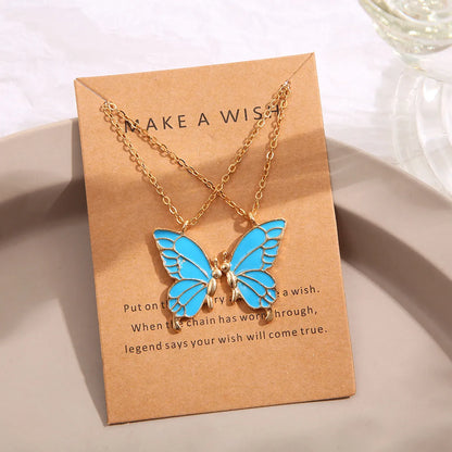 Fashion Butterfly Alloy Enamel Necklace