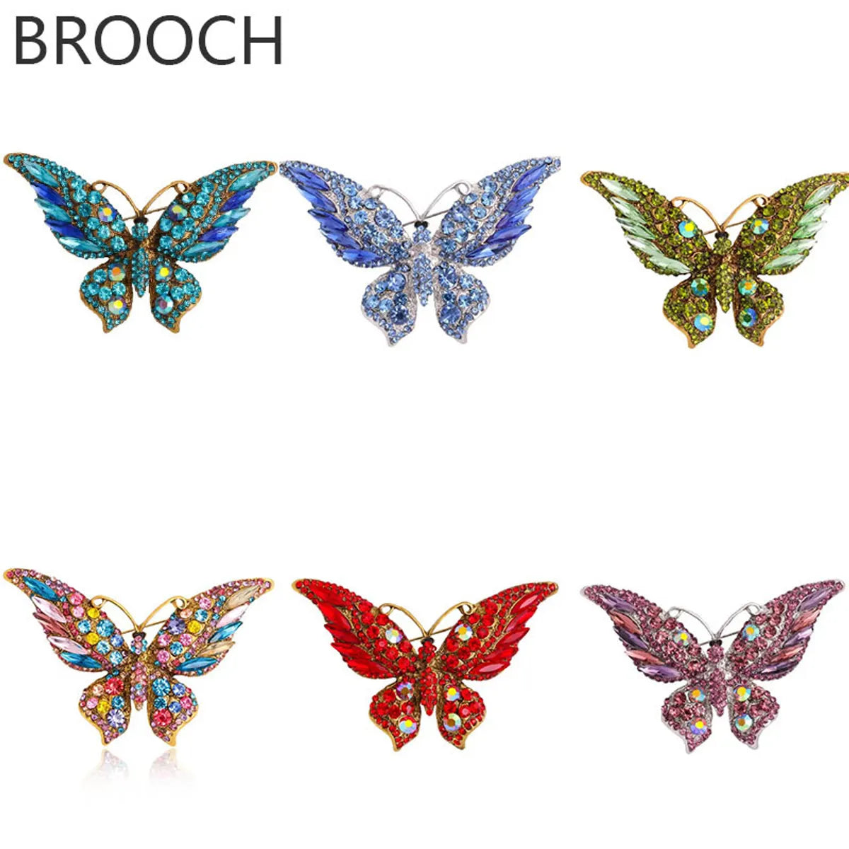 Fashion Butterfly Alloy Enamel Rhinestones Women'S Brooches