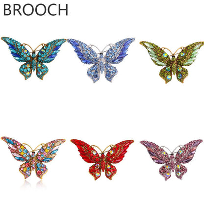 Fashion Butterfly Alloy Enamel Rhinestones Women'S Brooches