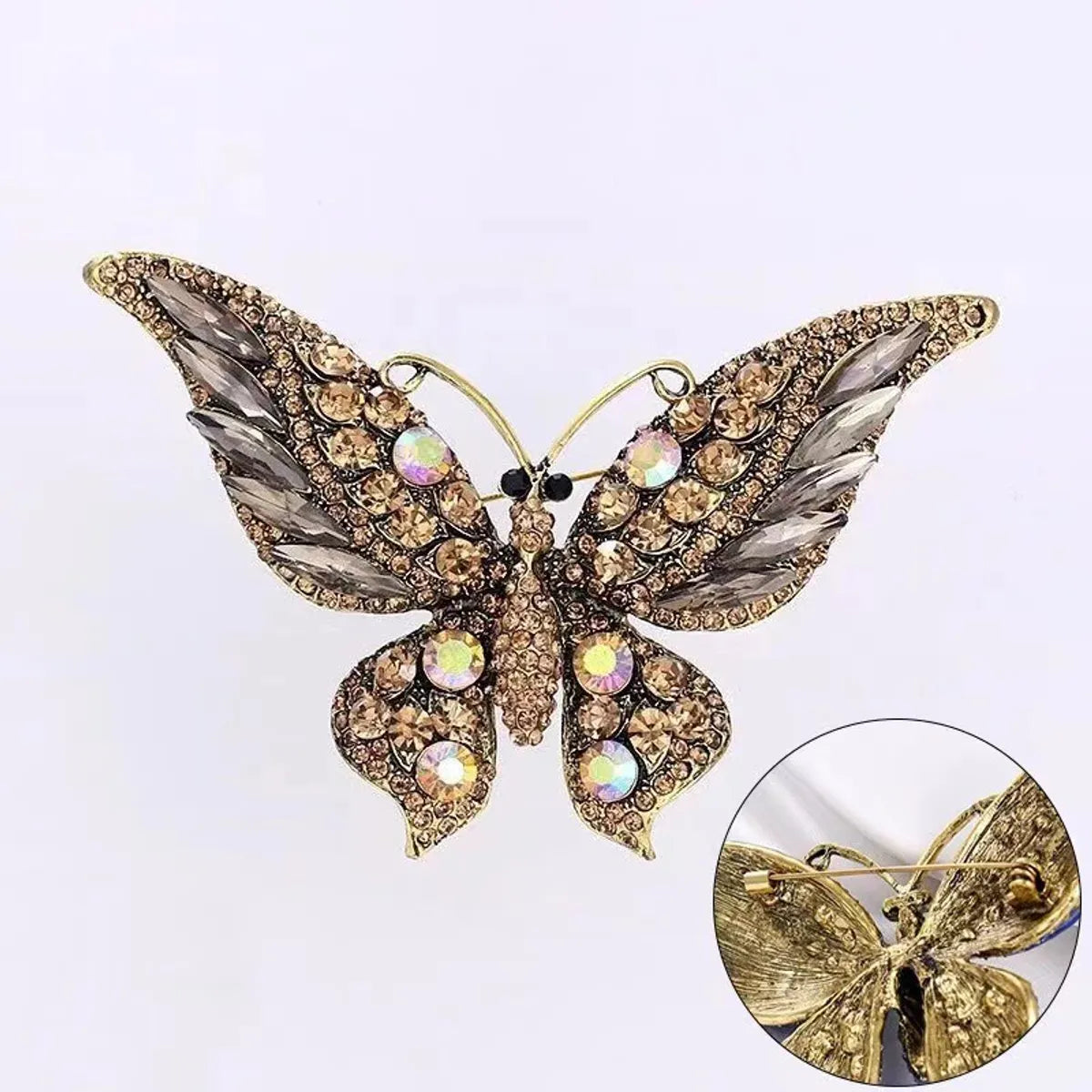 Fashion Butterfly Alloy Enamel Rhinestones Women'S Brooches