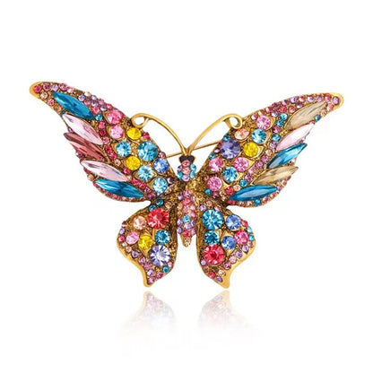 Fashion Butterfly Alloy Enamel Rhinestones Women'S Brooches