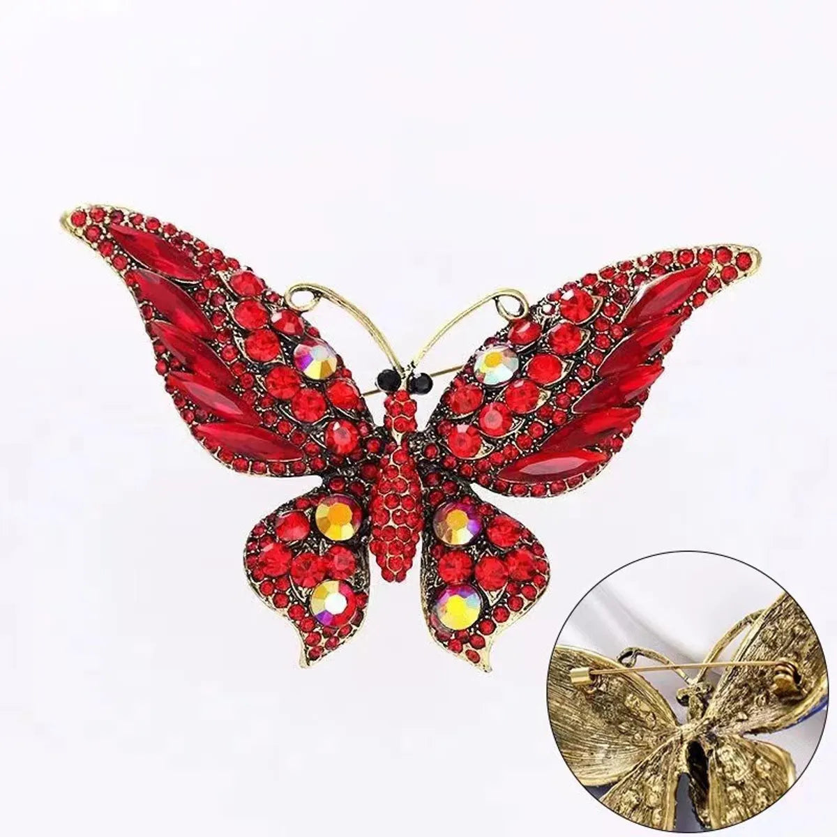 Fashion Butterfly Alloy Enamel Rhinestones Women'S Brooches