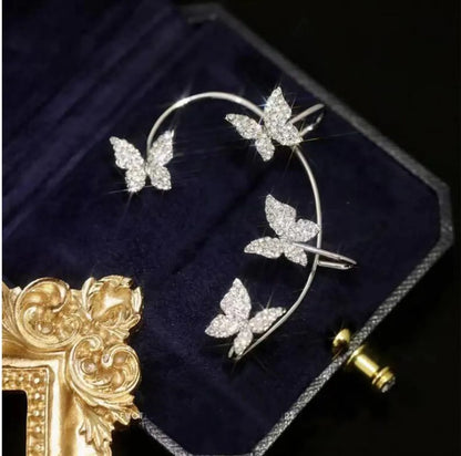 Wholesale Jewelry Fashion Butterfly Alloy Artificial Rhinestones Inlay Ear Clips