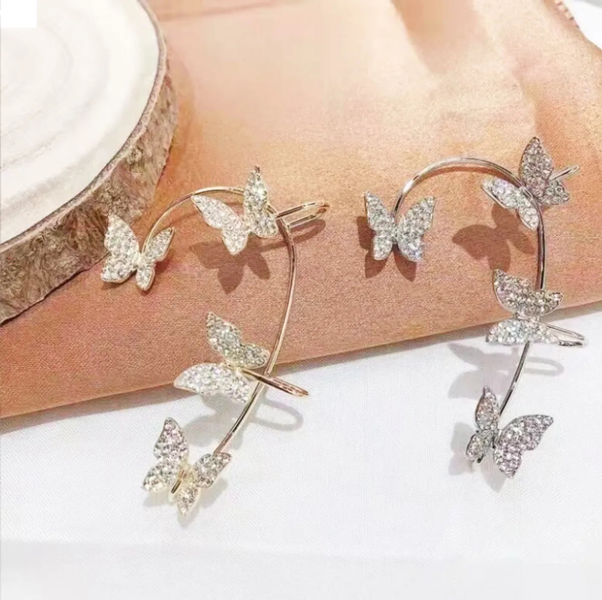 Wholesale Jewelry Fashion Butterfly Alloy Artificial Rhinestones Inlay Ear Clips