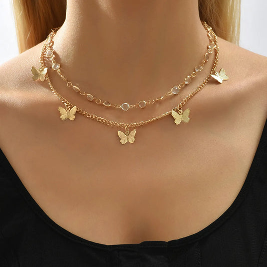 Fashion Butterfly Rhinestones Alloy Wholesale Necklace