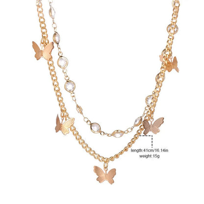 Fashion Butterfly Rhinestones Alloy Wholesale Necklace