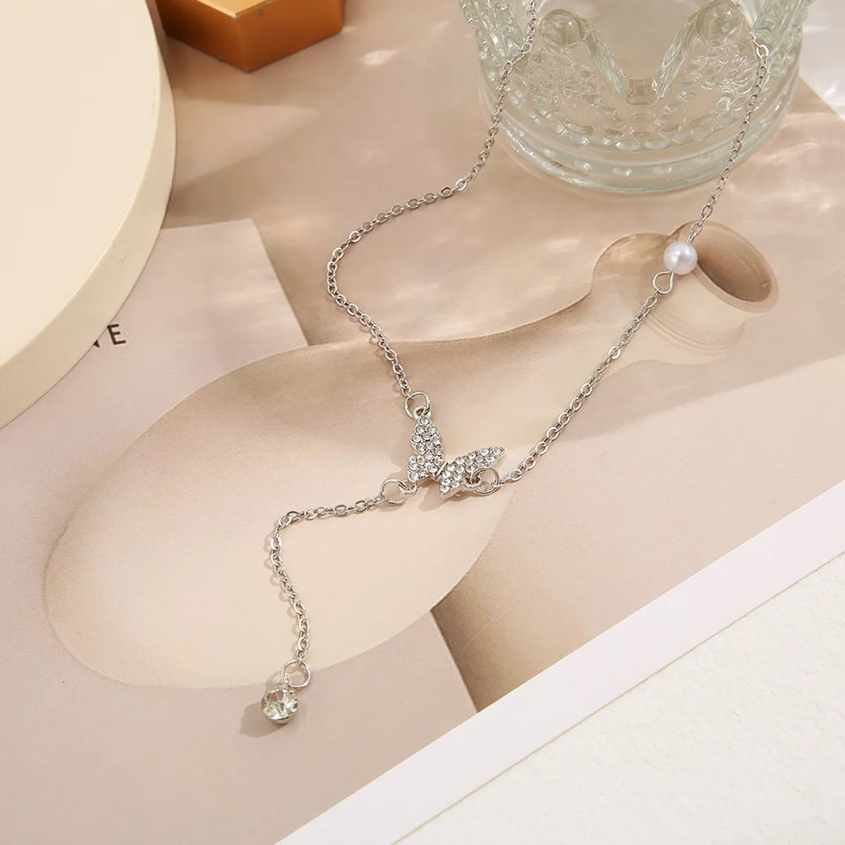 Fashion Butterfly Alloy Inlay Zircon Women's Pendant Necklace