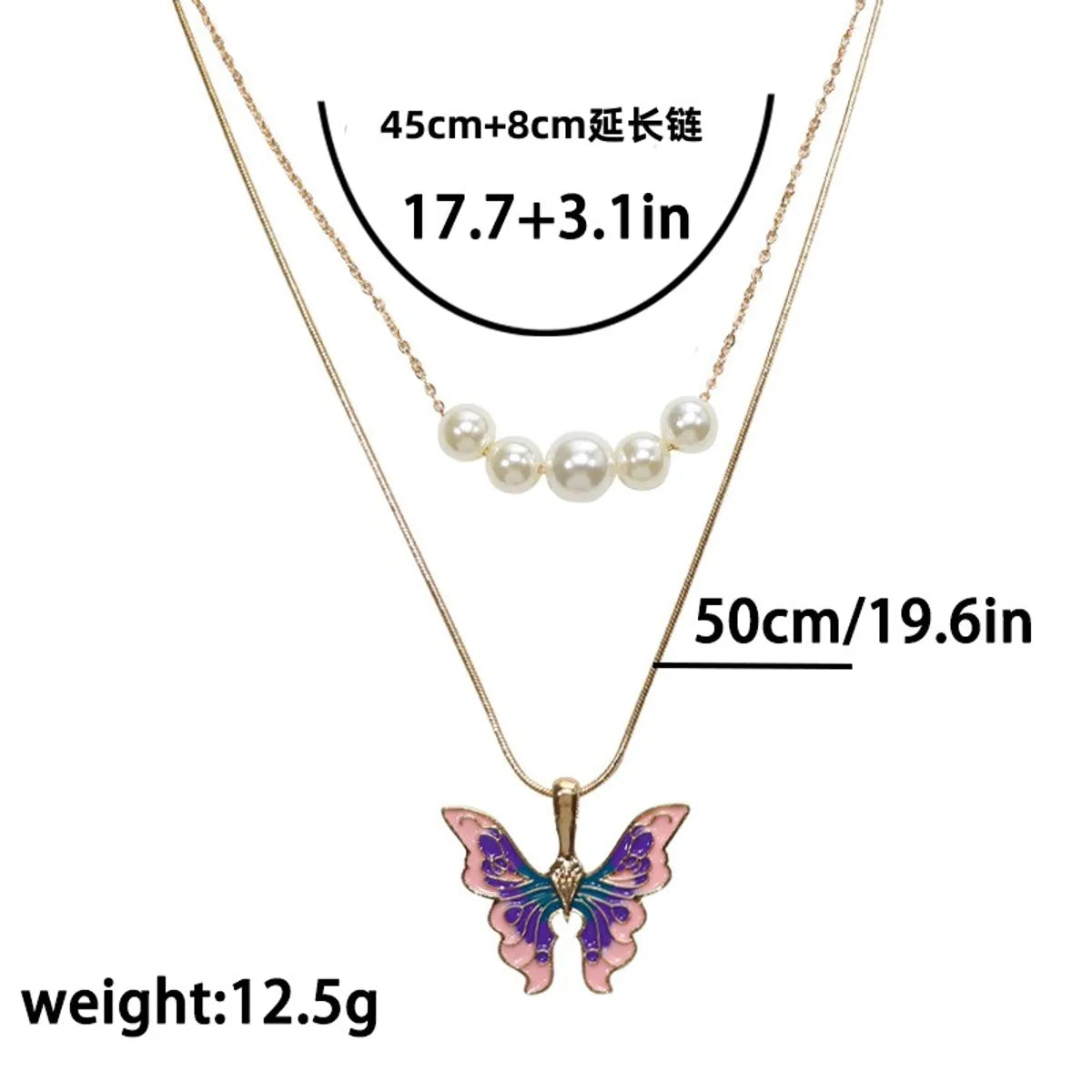 Fashion Butterfly Alloy Plating Artificial Pearls Necklace