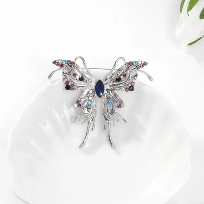 Fashion Butterfly Alloy Plating Inlay Artificial Rhinestones Women'S Brooches 1 Piece