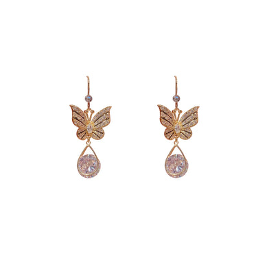 Fashion Butterfly Alloy Plating Inlay Zircon Women's Drop Earrings 1 Pair