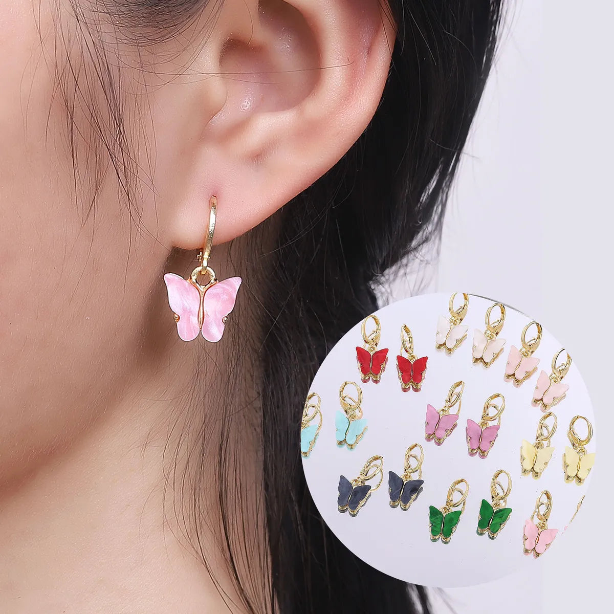 Fashion Butterfly Arylic Plating Women's Earrings 1 Pair