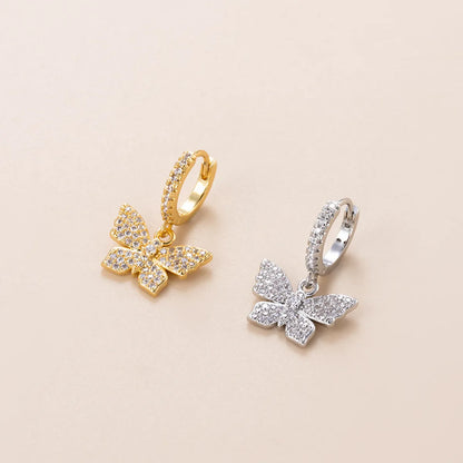 Fashion Butterfly Bow Knot Copper Plating Inlay Zircon Ear Studs 1 Piece