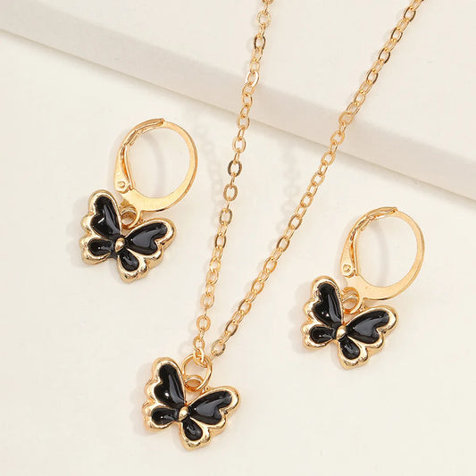 Fashion Butterfly Butterfly Earrings Necklace Set