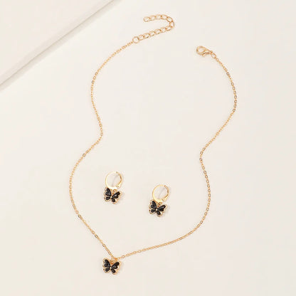 Fashion Butterfly Butterfly Earrings Necklace Set