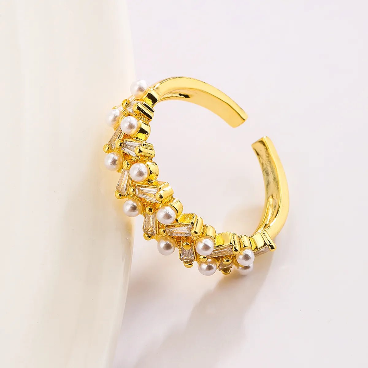 Fashion Butterfly Copper Gold Plated Zircon Open Ring 1 Piece