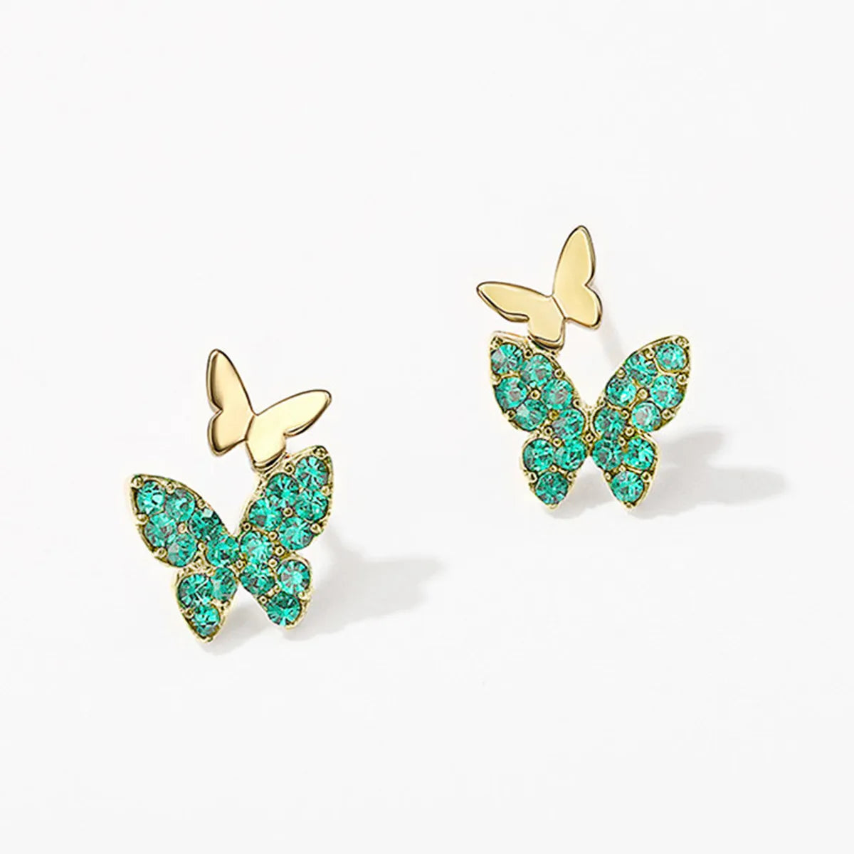 Fashion Butterfly Copper Inlay Rhinestones Ear Studs 1 Pair